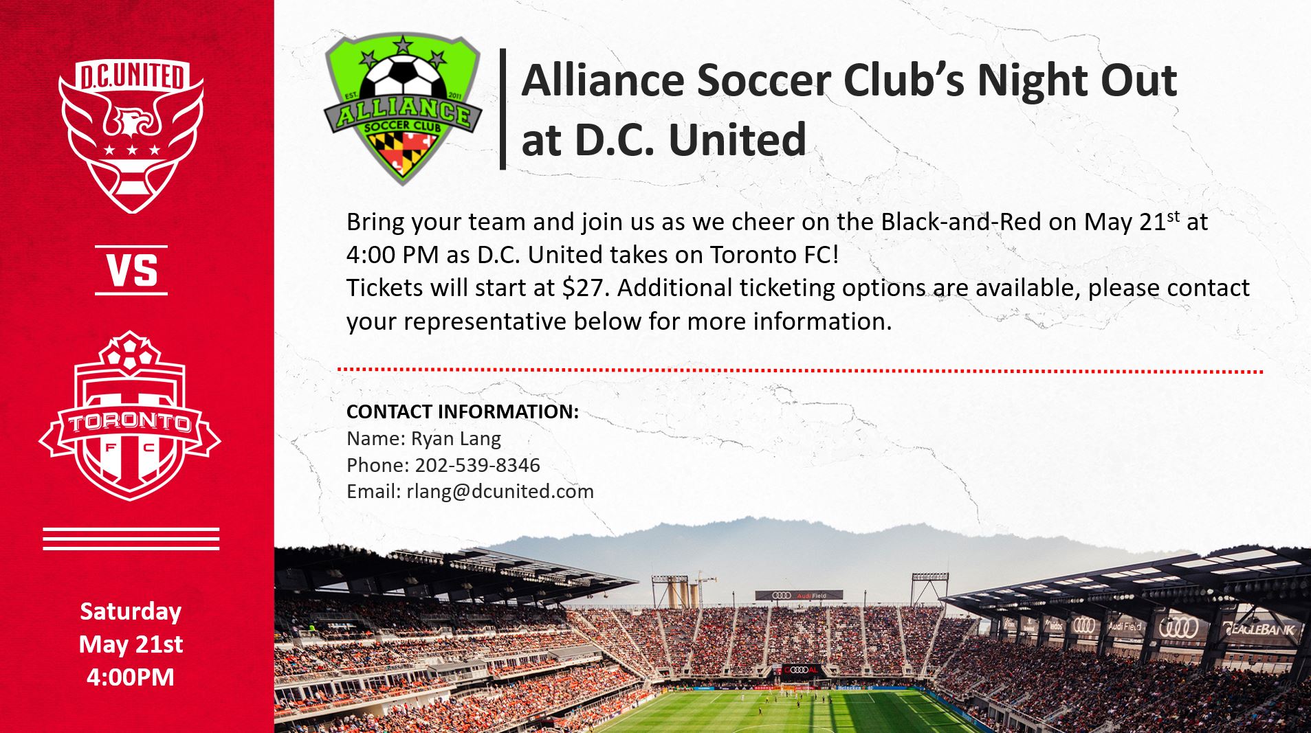D.C. United X Alliance Soccer Club Flyer